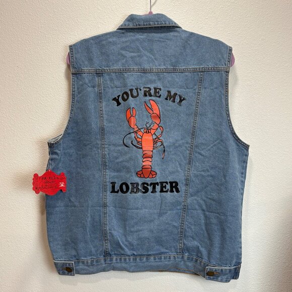 NWT Friends TV Series Denim Vest "You're My Lobster" Graphic Large Culturefly - Picture 2 of 8